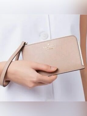 Kate Spade Bi-Color Small Zip Saffian Lucy Wristlet w/ Gold Hardware